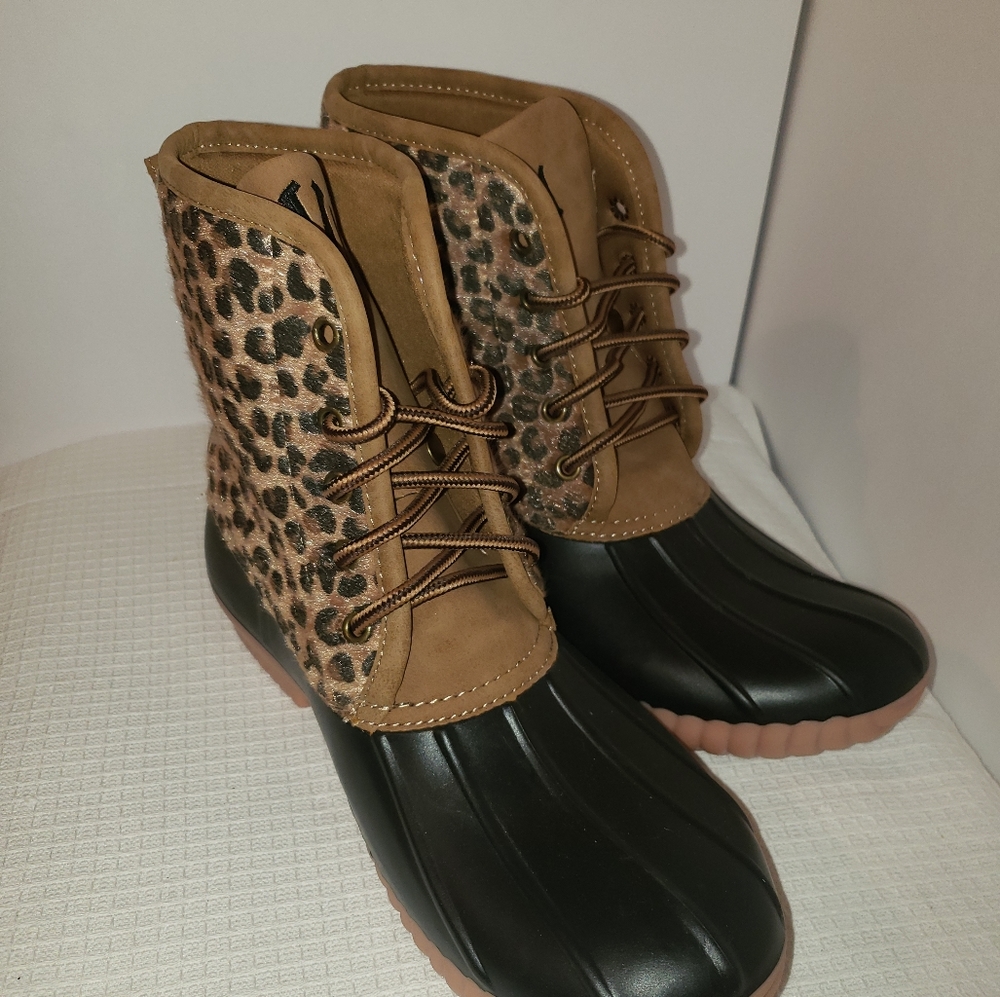 Monogrammed Leopard Print Duck Boots ideal for Hiking in Rain, Snow or Boating 9